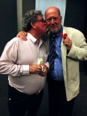 Mr Goodall getting cuddly with Mr Black